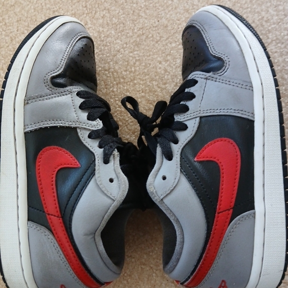 Nike Air Jordan 1 Low Women's Size 5.5 Shoes Cement Red Leather Sneakers FL - Picture 6 of 10